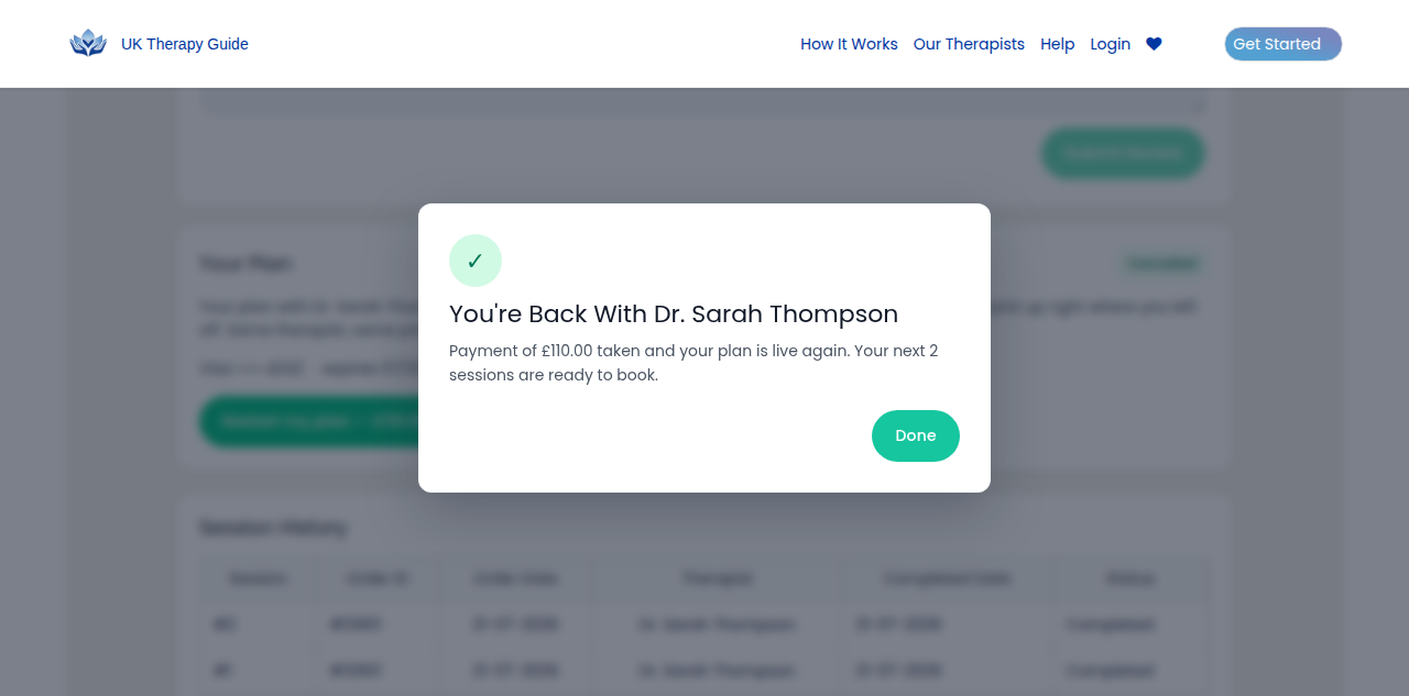 Back with therapist