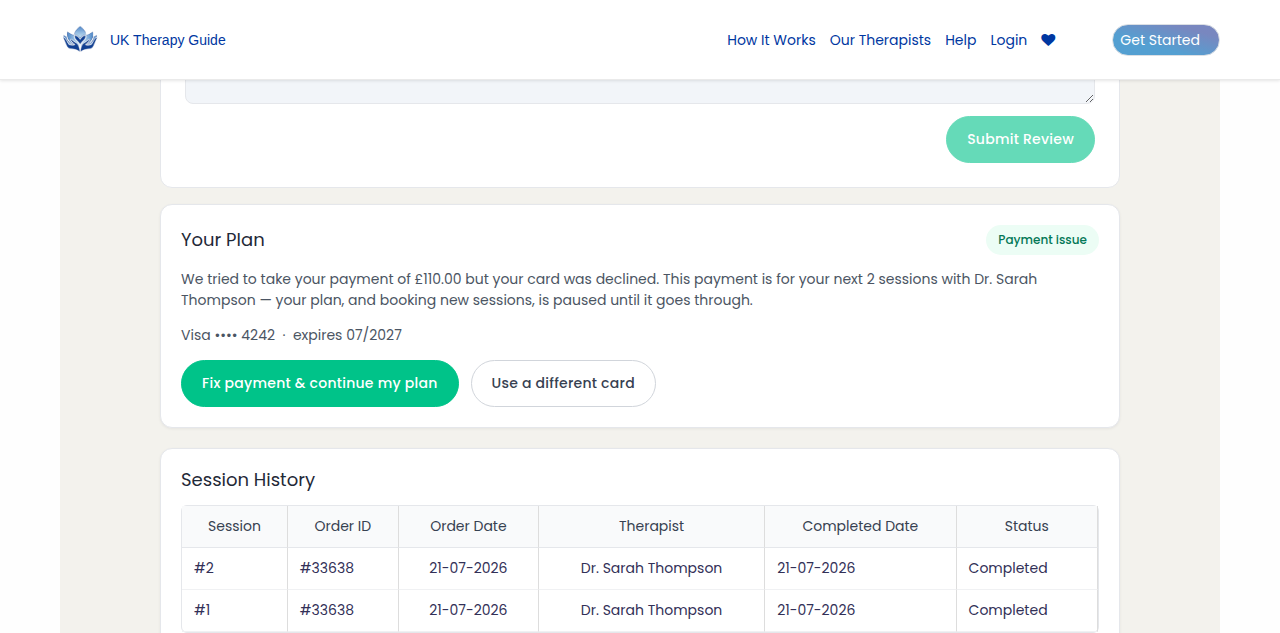 Payment issue card