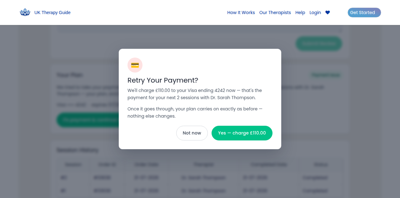 Retry confirm modal